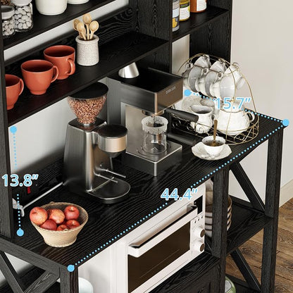 IRONCK Bakers Rack with Power Outlet, 45in Wide Coffee Bar Cabinet with Storage - Image 4