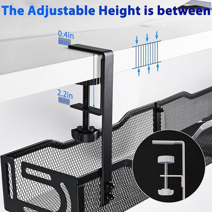 Under Desk Cable Management Tray 25.3 Inch, Clamp-On Cable Organizer Box - Image 2