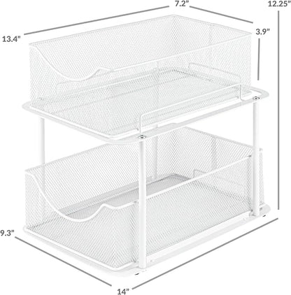 Sorbus 2 Tier Under Sink Bathroom Organizers and Storage, Strong Steel Mesh - Image 3