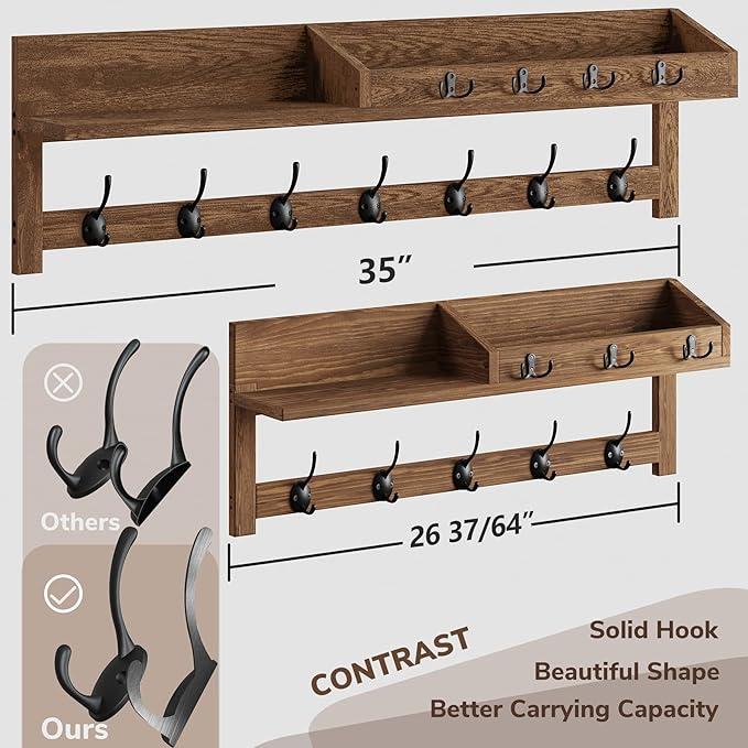 AMBIRD Coat Rack Wall Mount, 35 inch Large Wall Hooks - Image 6