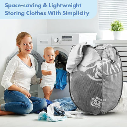 DUCOO Pop Up Laundry Hamper, 70L Collapsible Mesh Laundry Basket - Image 7
