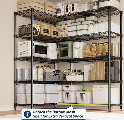 5-Tier Metal Storage Shelves, 1325LBS Load Heavy Duty Adjustable Corner - Image 6