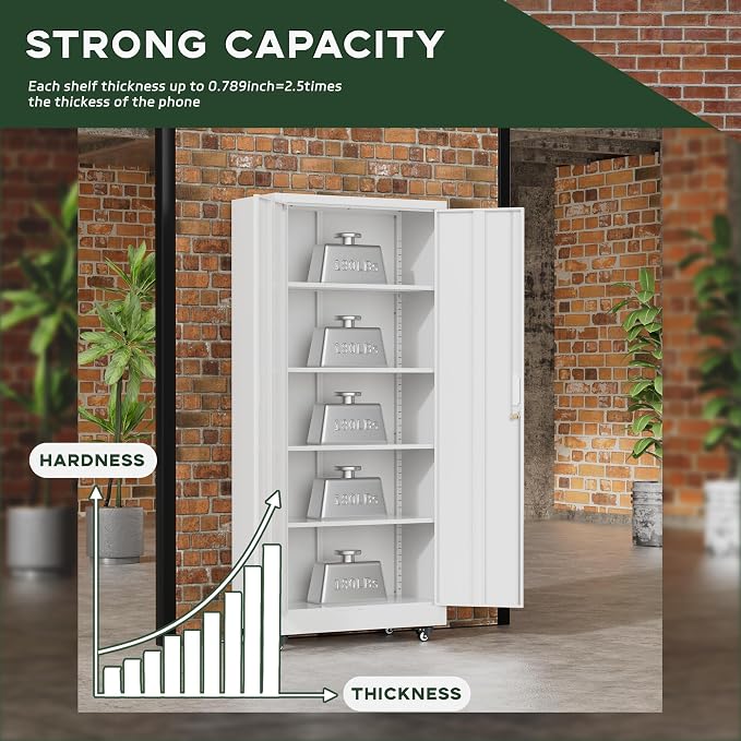 Greenvelly White Metal Storage Cabinet - Image 6