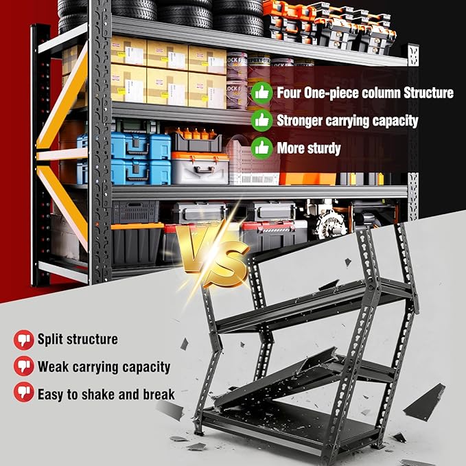 6000LBS Heavy Duty Metal Garage Shelving, 4-Tier Adjustable Storage Shelves - Image 3