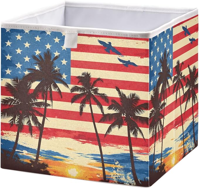 American Flag Coconut Tree Closet Organizers Storage Cubes Storage Bins Shelf by Unknown