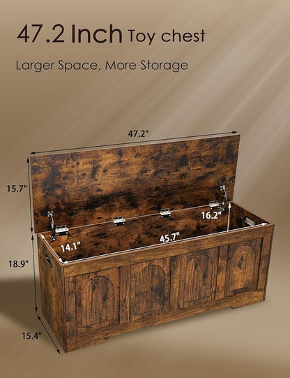 DINZI LVJ Storage Chest, 47.2" Wooden Toy Box - Image 3