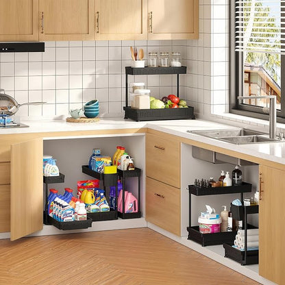 Sevenblue 3 Pack Multi-Purpose Pull-Out Storage Organizers, 2-Tier L-Shaped - Image 5