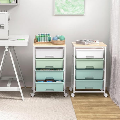 Utility Cart with 4 Drawers, Rolling Storage Cart with Drawers, Storage Rolling - Image 8