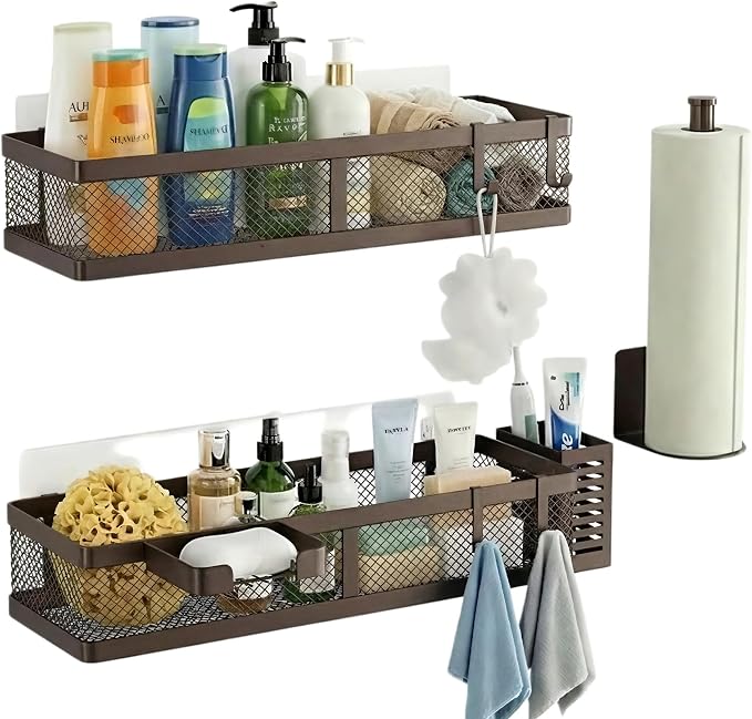 PUSDON 5-in-1 16.5" Extra Long Slim Wall Mount Wrapped Mesh Kitchen Organizer & by PUSDON