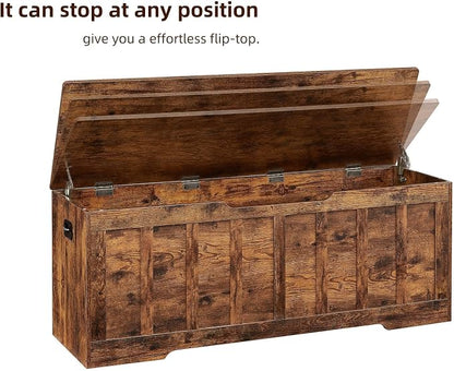 VANKILEY 51.2" Storage Chest Extra Large, Wooden Storage Bench, Rustic Brown | - Image 7