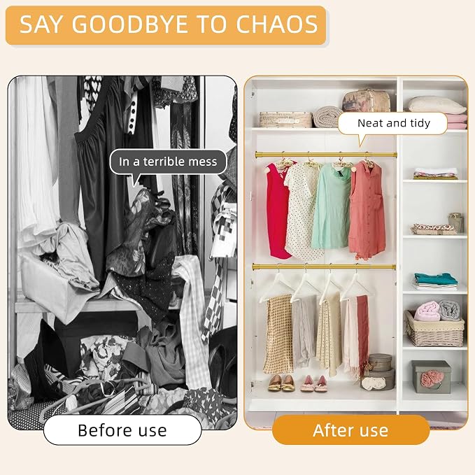 1.3 Inch Diameter Closet Rods for Hanging Clothes 17-64 Inch Adjustable - Image 3