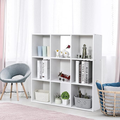 SUPER DEAL 9 Cube Storage Organizer 11 inch Cube Storage Shelf 3 x 3 Wood - Image 2