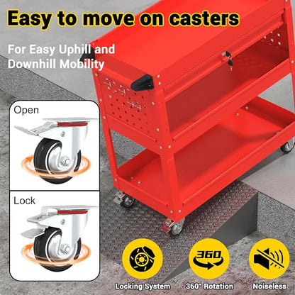 3 Tier Rolling Tool Cart on Wheels, 550 LBS Tool Cart - Image 3