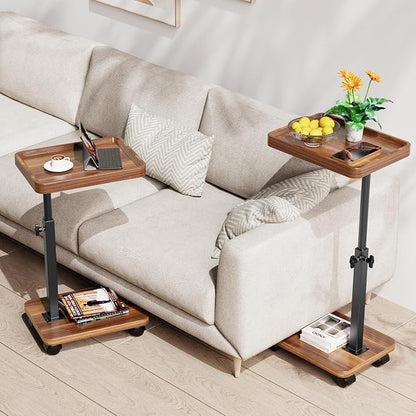 C Table End Table Adjustable Height, 360°Swivel TV Tray Table - Image 3
