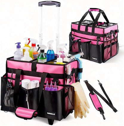 Cleaning Caddy with Wheels, Rolling Cleaning Supplies Organizer with Bottom by TWINDLE