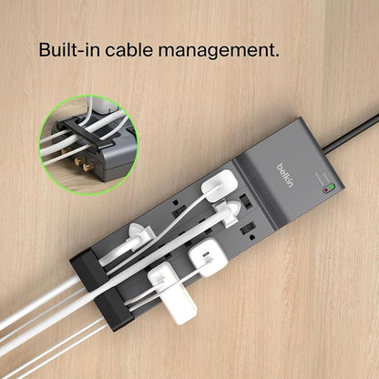 Belkin Surge Protector Power Strip w/ 12 AC Outlets & 8ft Long Flat Plug - Image 5