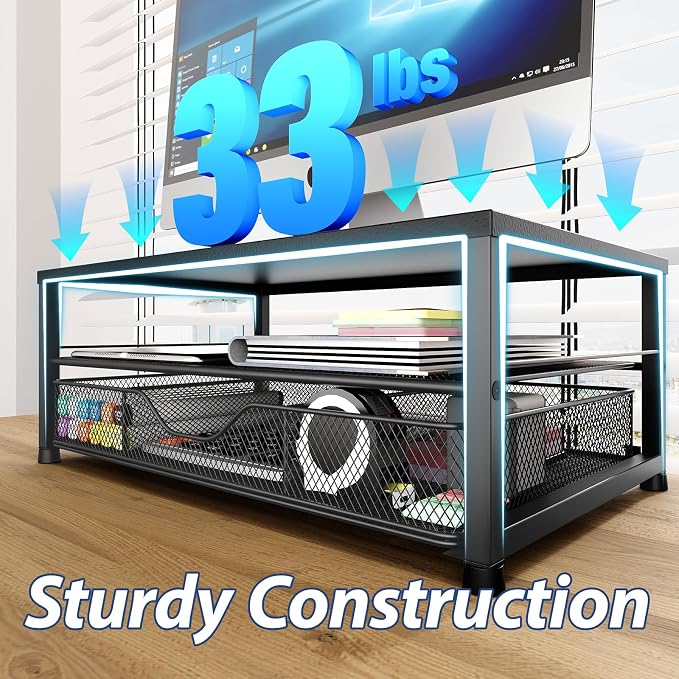 OPNICE Desk Organizer and Accessories, 2-Tier Computer Monitor Stand Riser - Image 5