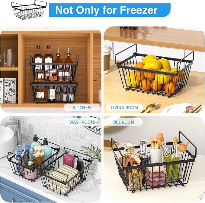Freezer Organizers bins with Folding Handles，4 Pack Stackable Upright Freezer - Image 8