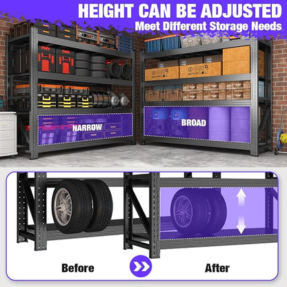 Metal Garage Shelving Unit, Heavy Duty 4-Tier Adjustable Wire Storage Rack - Image 4
