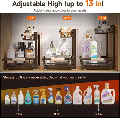 Sevenblue 2-Pack 2-Tier Height Adjustable Under Sink Organizer & Storage | - Image 2