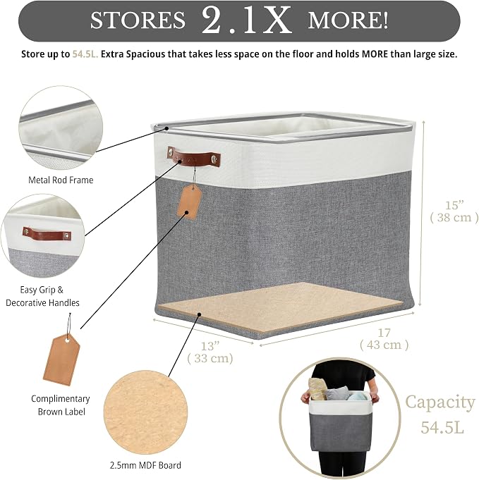 DECOMOMO Extra Large Storage Baskets, 54.5L Fabric Storage Bins - Image 3
