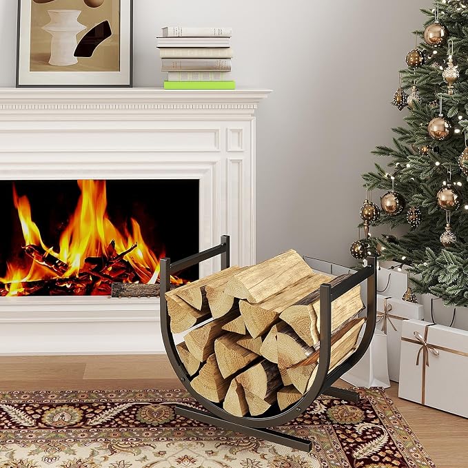 DOEWORKS Indoor Firewood Rack Decorative Wood Holder Fireside Log Rack - Image 5