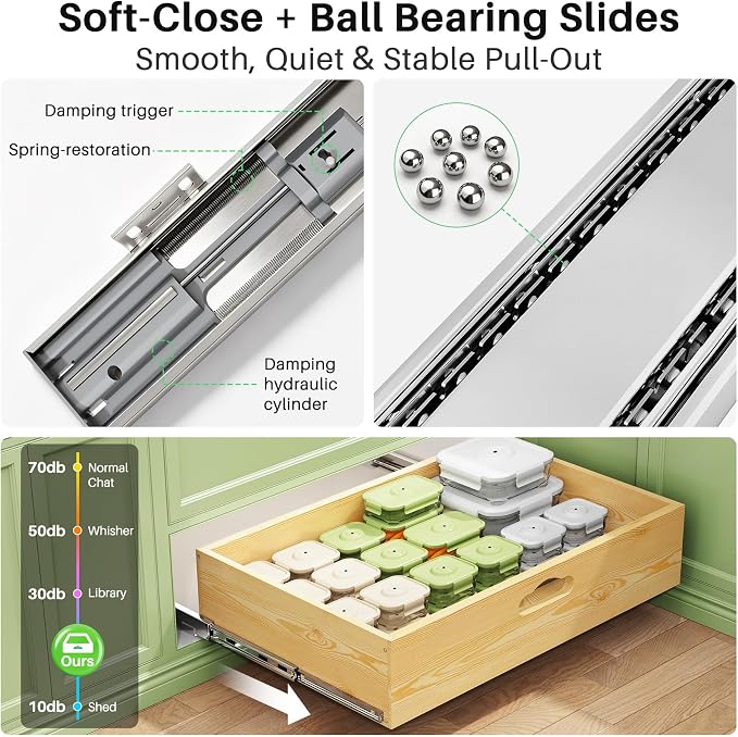 Pull Out Cabinet Organizer, Soft Close Slide Out Solid Wooden Drawers, Heavy - Image 5