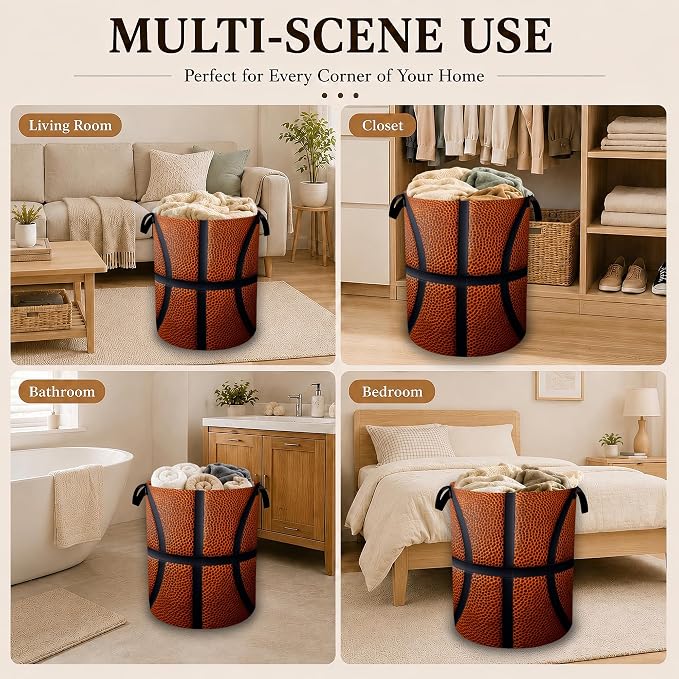 Basketball Texture Laundry Basket - Image 7
