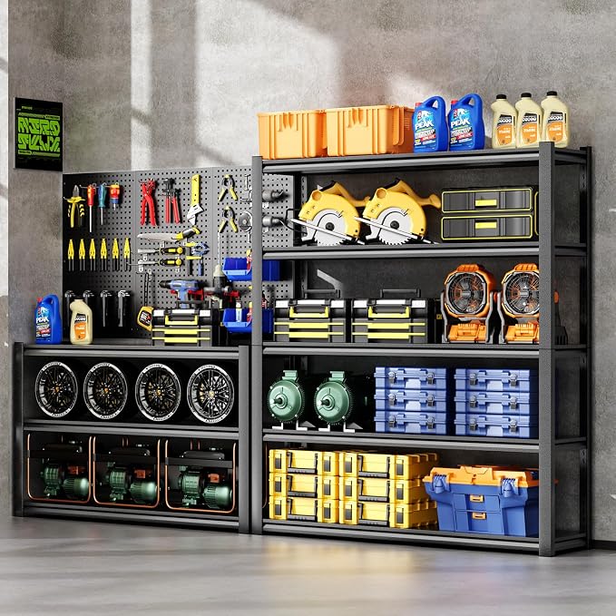59" W Garage Shelving, 5-Tier Heavy Duty Shelving Unit, 3000LBS Adjustable - Image 8