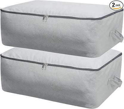 2PCS Durable Cotton Canvas, Soft Space Save Storage Bag Wardrobe Organizer by Omygarden
