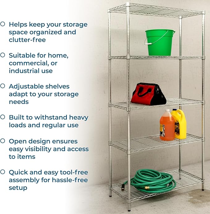 Honey-Can-Do 5-Tier Heavy Duty Adjustable Shelving Unit, 350-lb Per Shelf Metal - Image 6