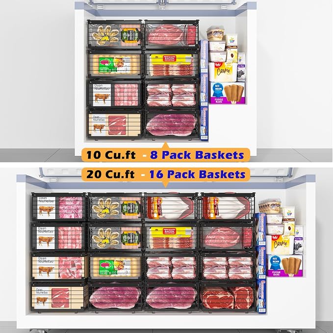 NADAMOO Freezer Organizer Bins, 2 Packs Large Expandable Stackable Chest - Image 7