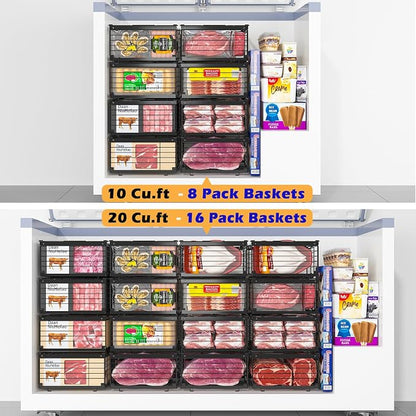 NADAMOO Freezer Organizer Bins, 2 Packs Large Expandable Stackable Chest - Image 7