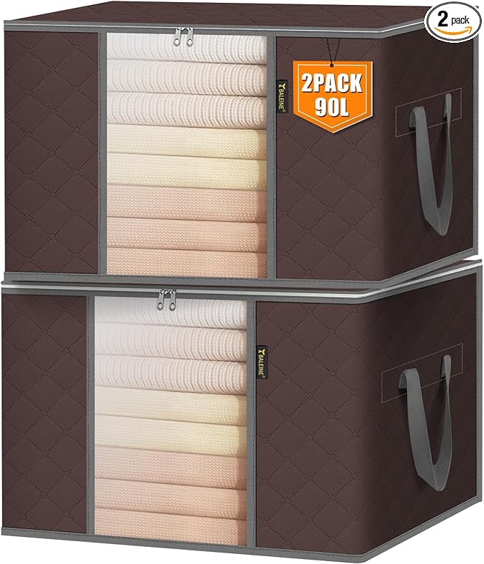 BALEINE 2 Pack Clothes Storage Bags, 24 Gallon Storage Containers by BALEINE