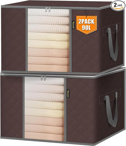 BALEINE 2 Pack Clothes Storage Bags, 24 Gallon Storage Containers by BALEINE