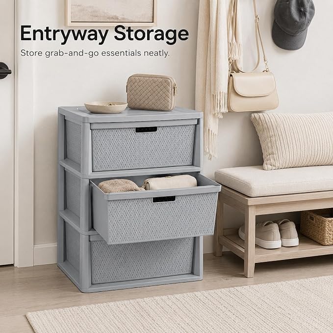 3 Drawer Storage Organizer, Plastic Drawer Organizer Tower, Closet Storage - Image 8