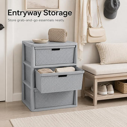3 Drawer Storage Organizer, Plastic Drawer Organizer Tower, Closet Storage - Image 8