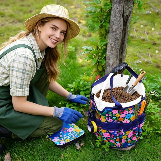 KUNN 5 Gallon Garden Bucket Tool Organizer & Kneeling Pad Set, 18-Pocket Heavy - Image 7