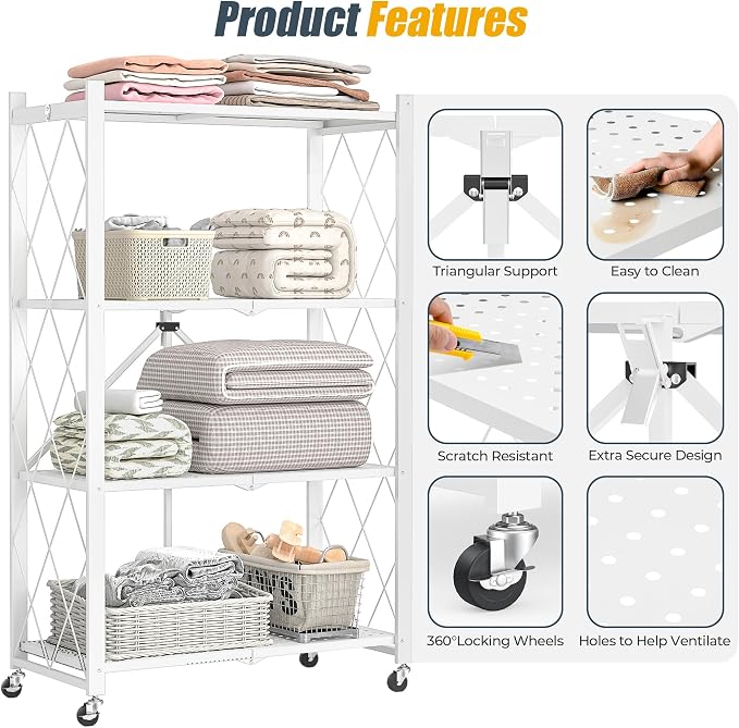 4-Tier Folding Metal Storage Rack - Image 7