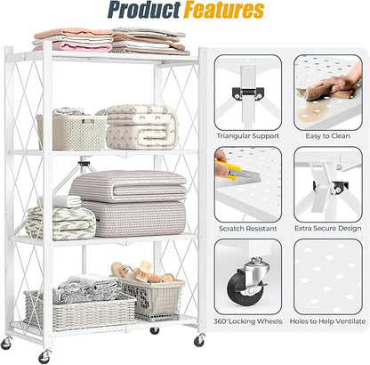4-Tier Folding Metal Storage Rack - Image 7