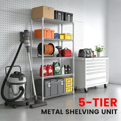 Xcity Storage Shelves, 5 Tier Heavy Duty Metal Shelving Unit, 2000 LBS - Image 3