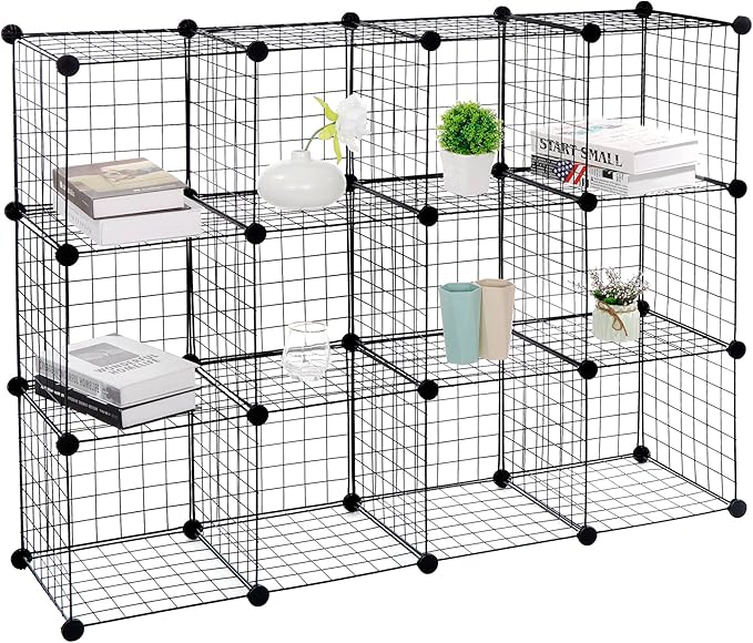 SUPER DEAL Metal Wire Cube Storage Organizer, 12 Cubes DIY Modular Cabinet - Image 4