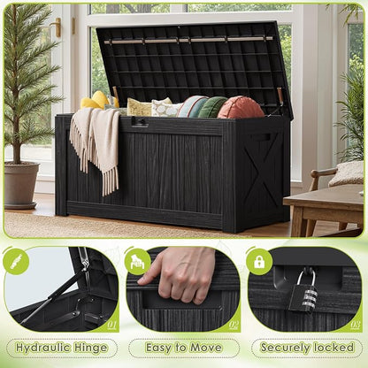 Devoko 125 Gallon Outdoor Storage Box, Waterproof Resin Deck Box - Image 3