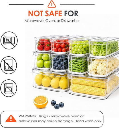 SMRCAD Clear Fridge Bins with Drain Trays - Image 3