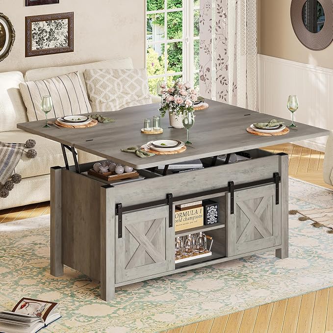 SEDETA Lift Top Coffee Table, 4 in 1 Multi-Function Convertible Coffee Tables - Image 8