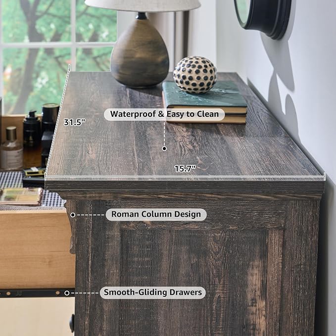 T4TREAM Farmhouse 5 Drawer Dresser - Image 7