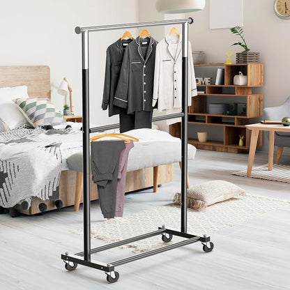 Simple Houseware Double Rod Adjustable Clothing Garment Rack - Image 2