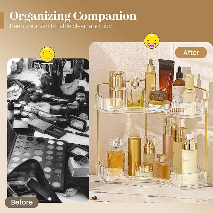 Aveniee Corner Bathroom Counter Organizer, Bathroom Countertop Shelf Makeup - Image 4