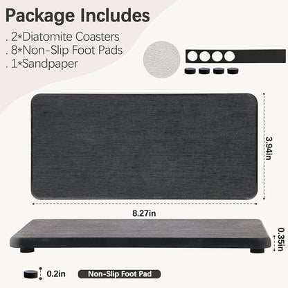 2 Pcs Water Absorbing Stone Trays, Kitchen/Bathroom Sink Soap Dish, Diatomite - Image 3