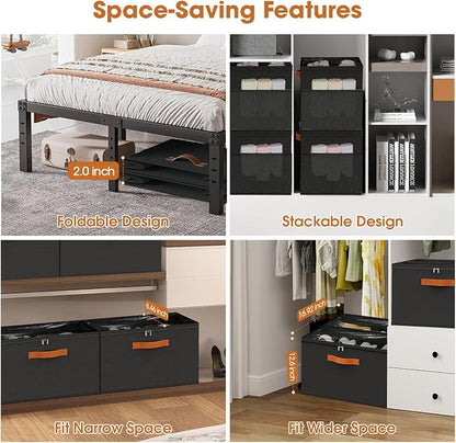 4-PackShoe Organizer for Closet, Foldable Shoe Storage Box - Image 4